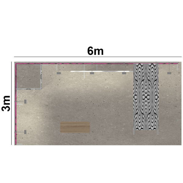 Stand 18m² avec une réserve réhaussée, une arche et un comptoir – Image 2