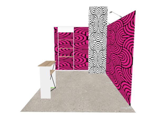 Stand 15m² avec une réserve réhaussée, une  étagère et un comptoir – Image 3