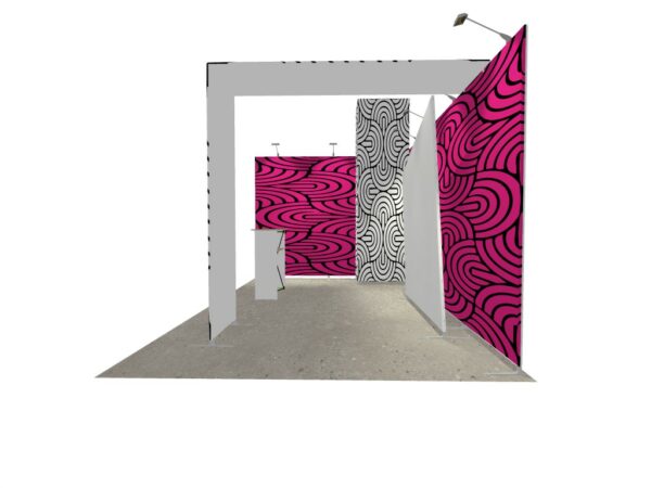 Stand 18m² avec une réserve réhaussée, une arche et un comptoir – Image 3