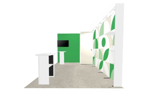 Stand 18m² avec une réserve, une console et un comptoir – Image 2