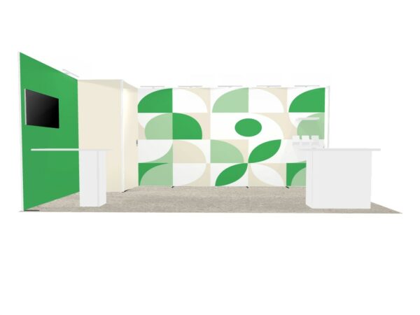 Stand 18m² avec une réserve, une console et un comptoir – Image 3