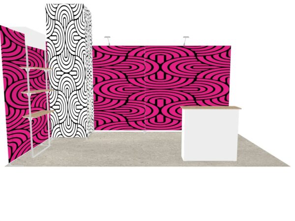 Stand 15m² avec une réserve réhaussée, une  étagère et un comptoir – Image 4