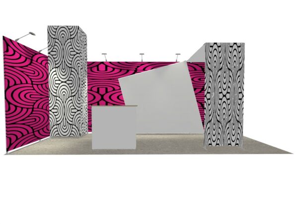 Stand 18m² avec une réserve réhaussée, une arche et un comptoir – Image 4