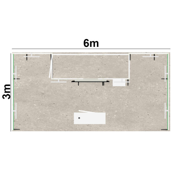 Stand 18m² avec une réserve, une console et un comptoir ouvert sur 1 côté – Image 2