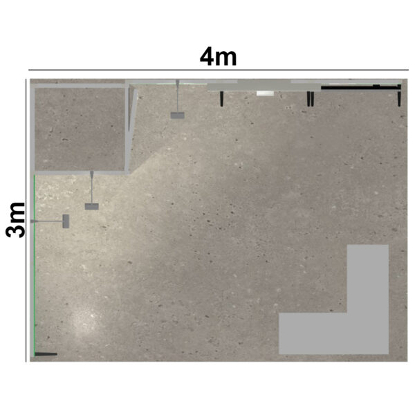 Stand 12m² avec une enseigne lumineuse, une réserve et un double comptoir – Image 4